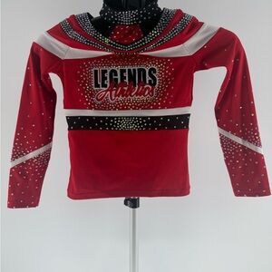 Legend Athletics Competition Cheer Dance Top Rhinestones Red Black Youth Medium